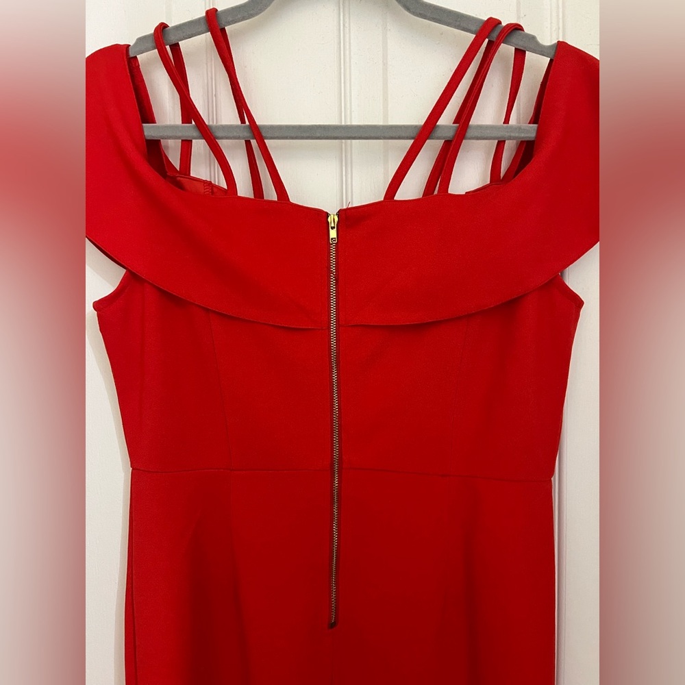 Haute Monde Vibrant Sexy Red Midi Dress - Picture 3 of 7